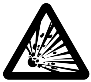 The image shows the icon associated with explosive materials or hazards